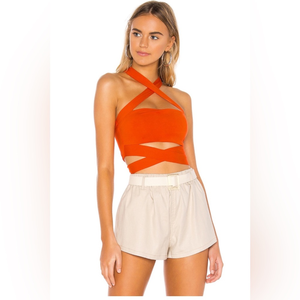 NWT Superdown Elva Halter Tie Top in Poppy | Size XS